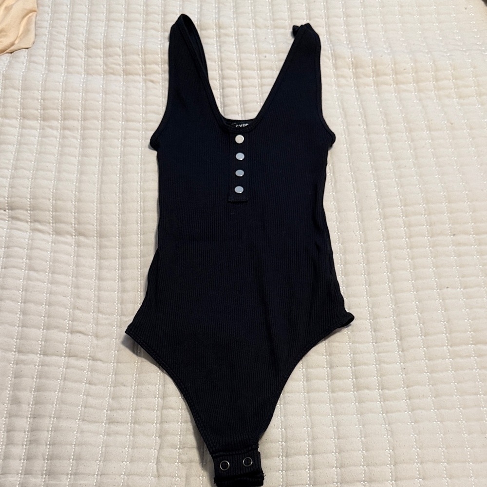 Express Black Button-Front Bodysuit